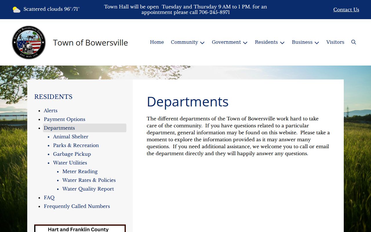 Bowersville court docket Town Hall departments route
