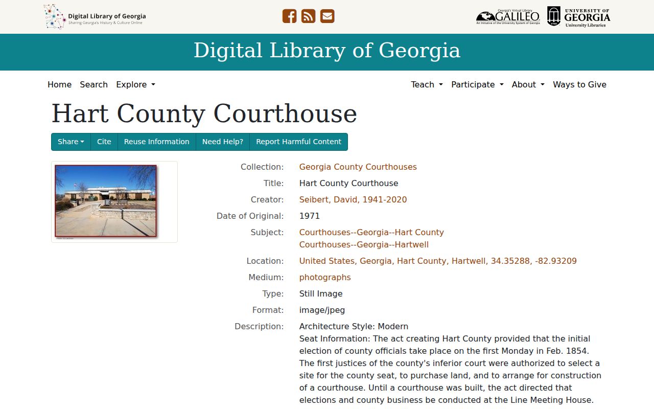 Hart County court calendar courthouse record